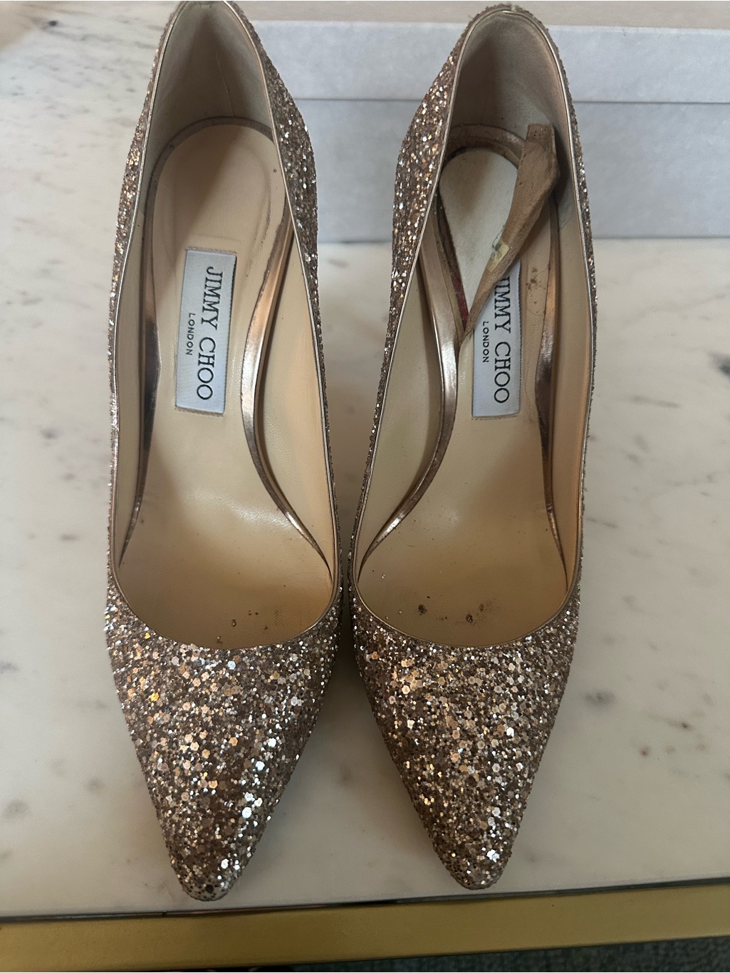 Jimmy Choo Women's Ballet Pink Glitter Pointed-Toe Pumps